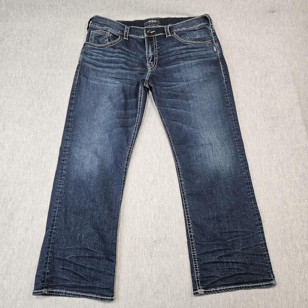 Silver Jeans Co. Jeans Mens 38x30 Blue Gordie Loose Fit Embroidered